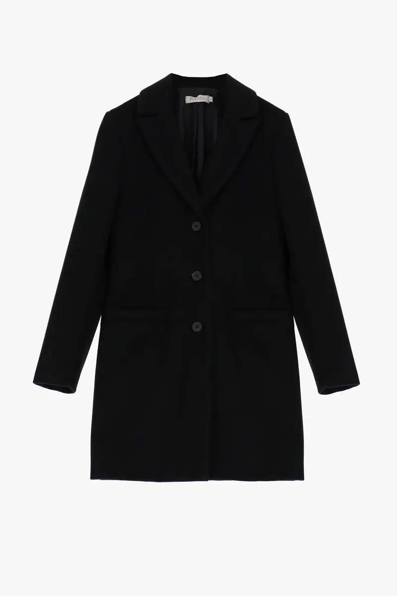 Cappotto monopetto con bottoni Nero