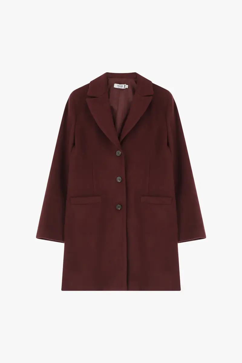 Cappotto monopetto con bottoni Vino