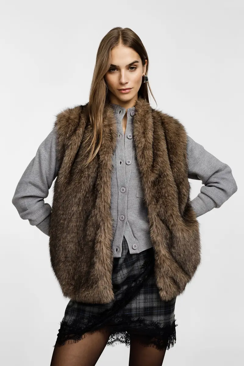 Ecofur senza chiusura taglio dritto Cammello miniatura 2