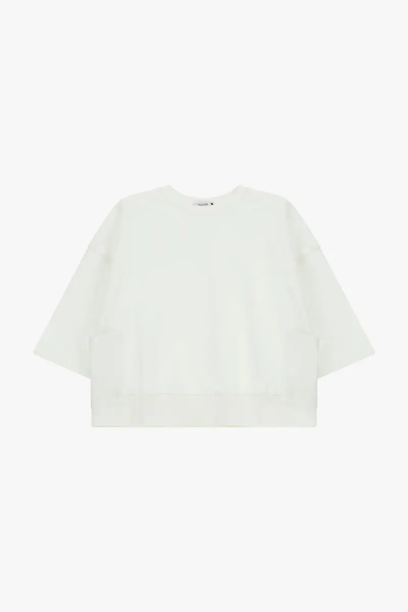 Felpa ampia con maniche lunghezza gomito Panna