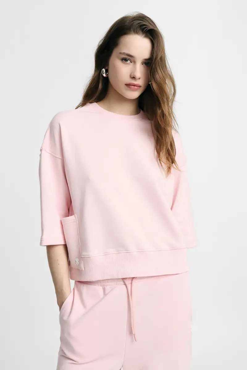 Felpa ampia con maniche lunghezza gomito Rosa