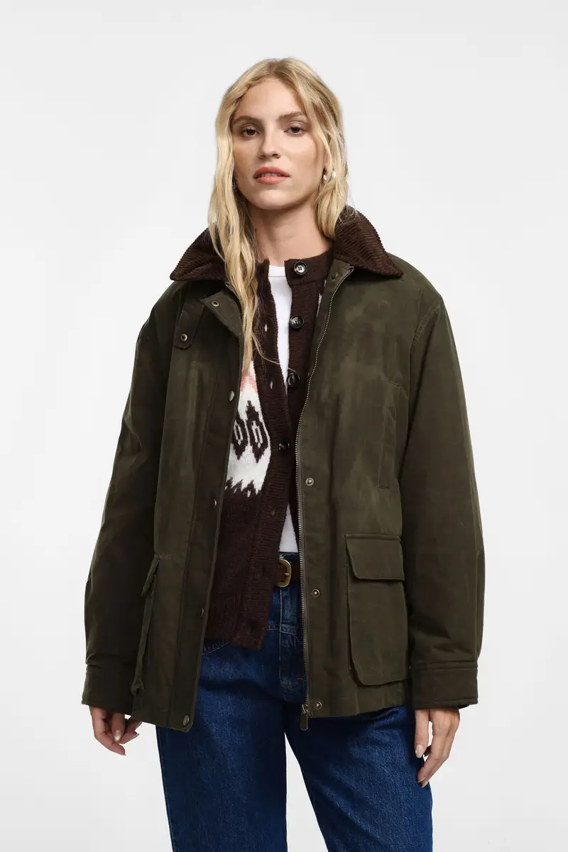 Giacca ampia con chiusura zip Militare miniatura 3