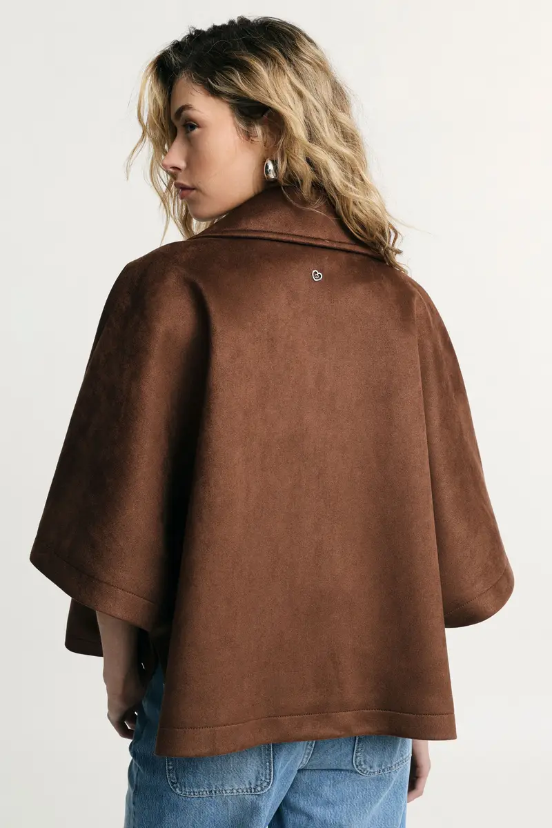 Giacca camicia over con maniche corte e bottoni Fondente miniatura 3