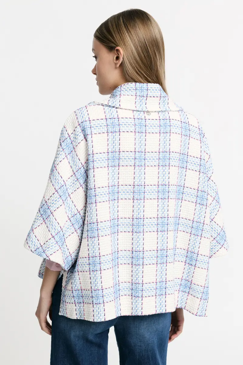 Giacca camicia stampa quadri bottoni oversize Panna miniatura 3