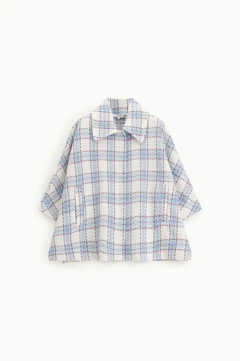 Giacca camicia stampa quadri bottoni oversize Panna
