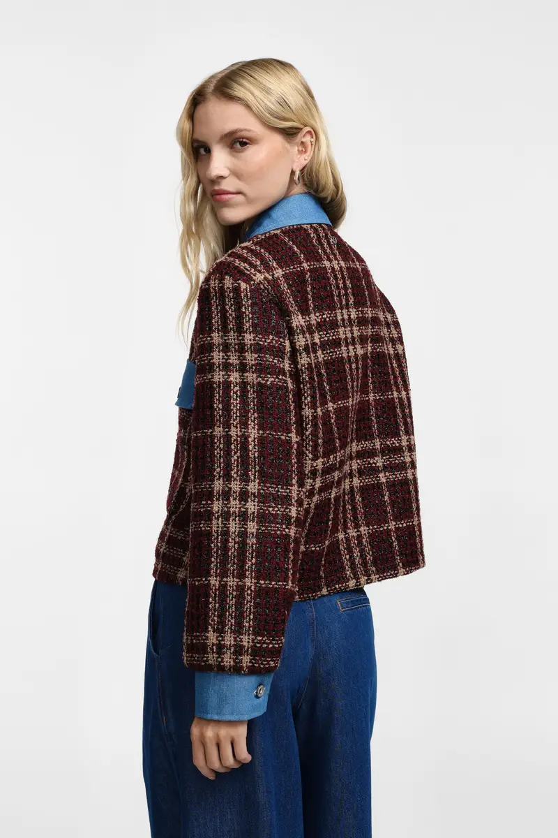 Giacca corta con bottoni e tasche Bordeaux miniatura 3