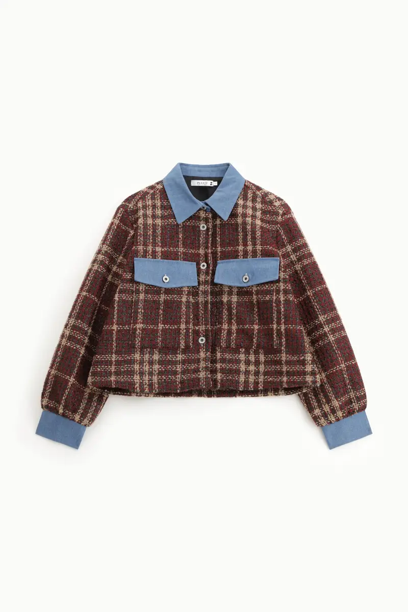 Giacca corta con bottoni e tasche Bordeaux