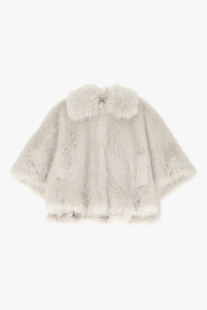 Giacca corta in eco-fur morbida Panna