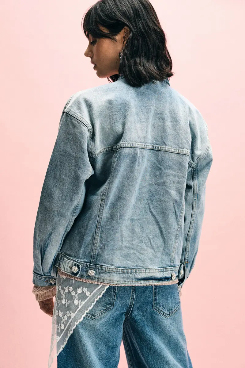 Giacca denim regular-fit con bottoni decorati Light blue miniatura 4