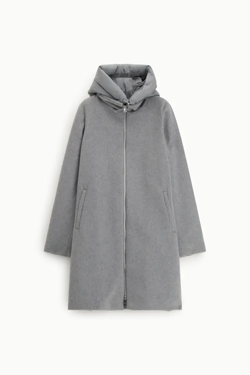 Giacca imbottita con cappuccio trapuntato Grigio