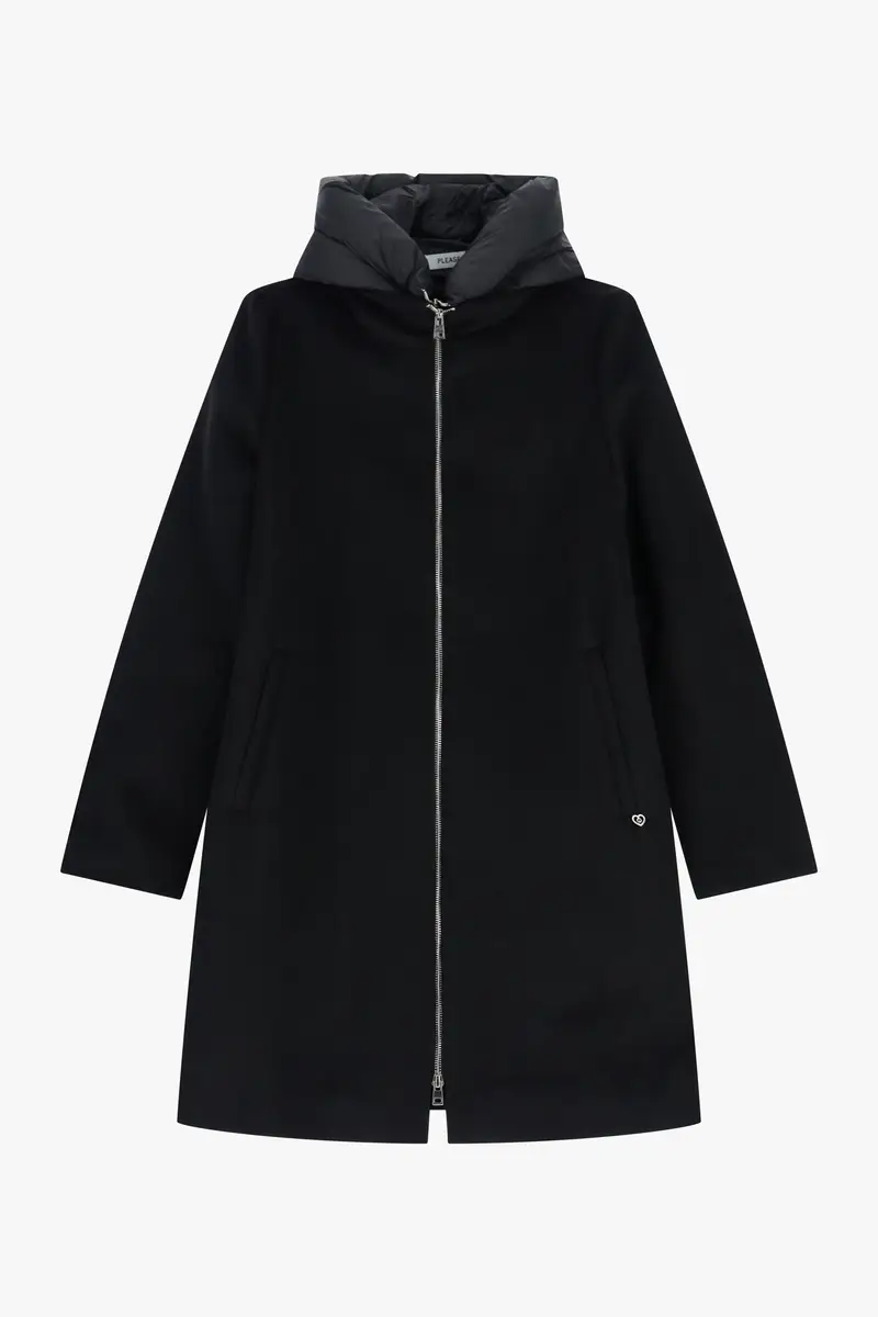 Giacca imbottita con cappuccio trapuntato Nero