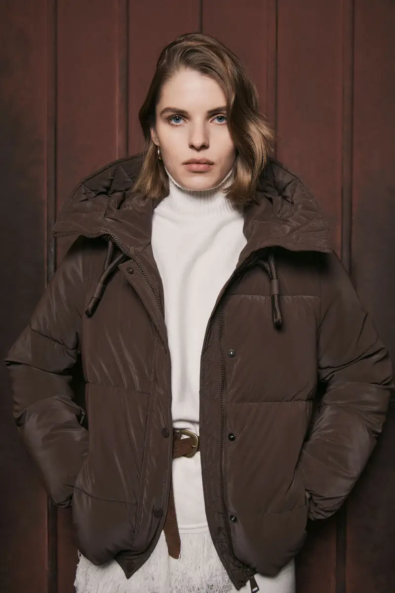 Giacca imbottita corta con cappuccio regolabile Moro miniatura 2