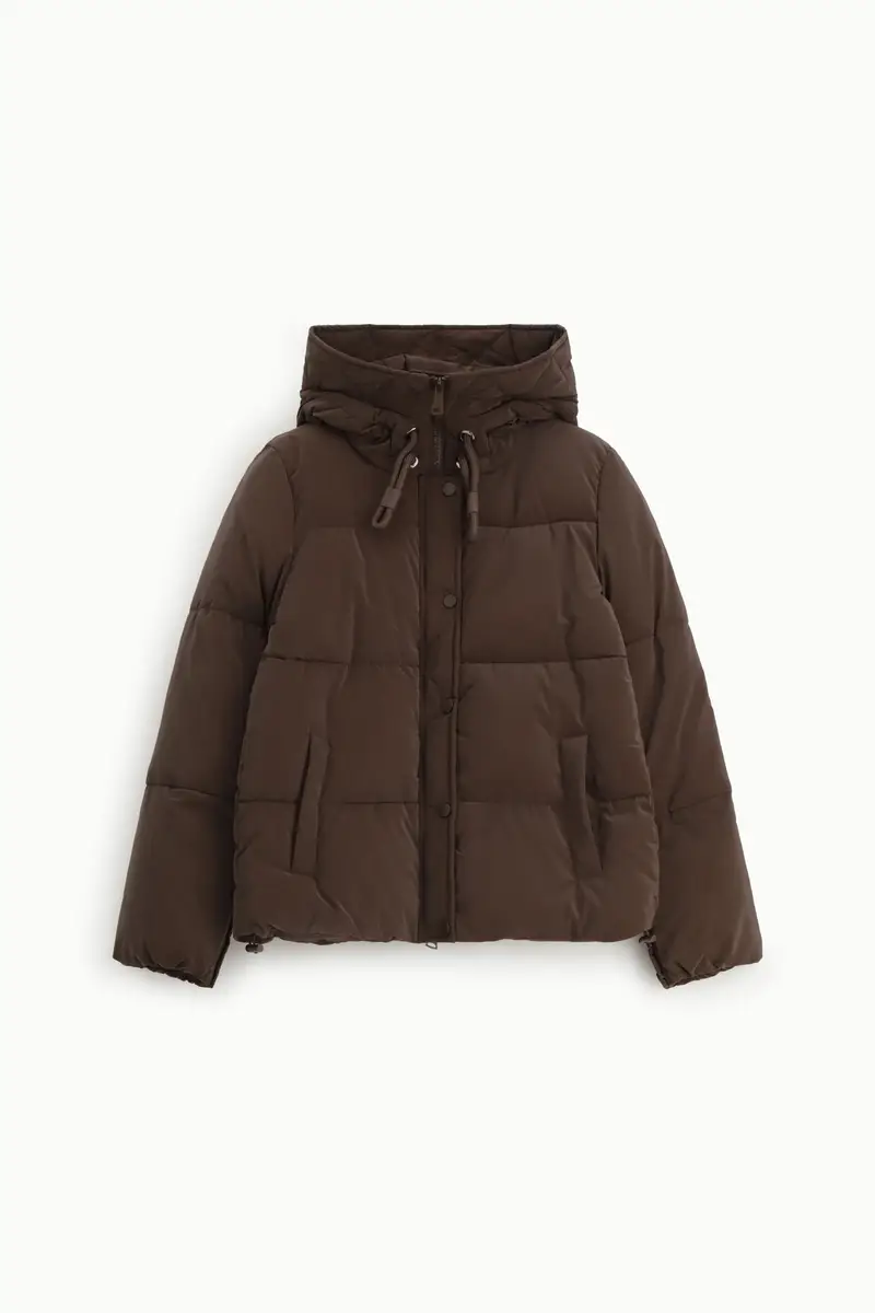 Giacca imbottita corta con cappuccio regolabile Moro