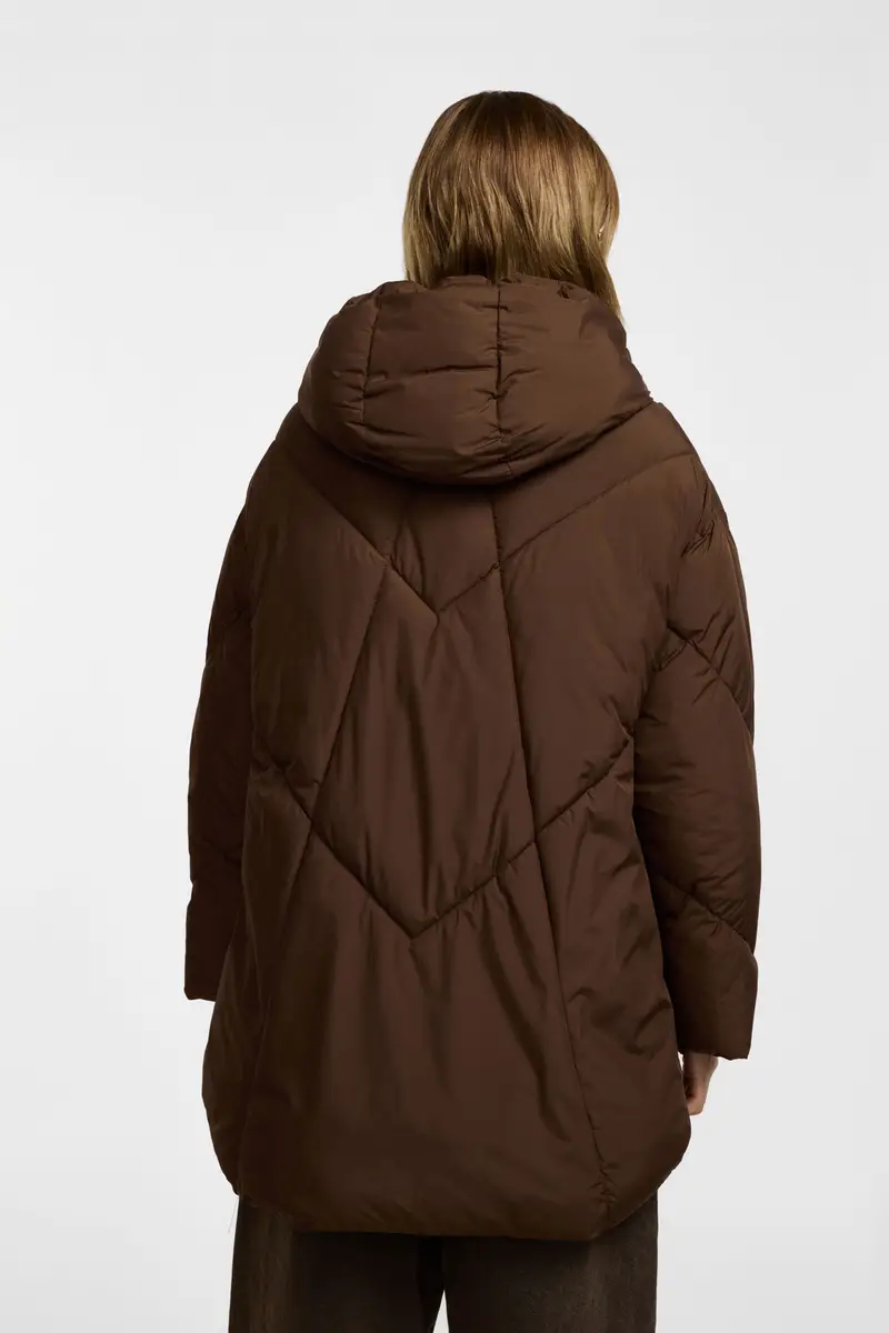 Giacca imbottita oversize con cappuccio e zip Moro miniatura 3