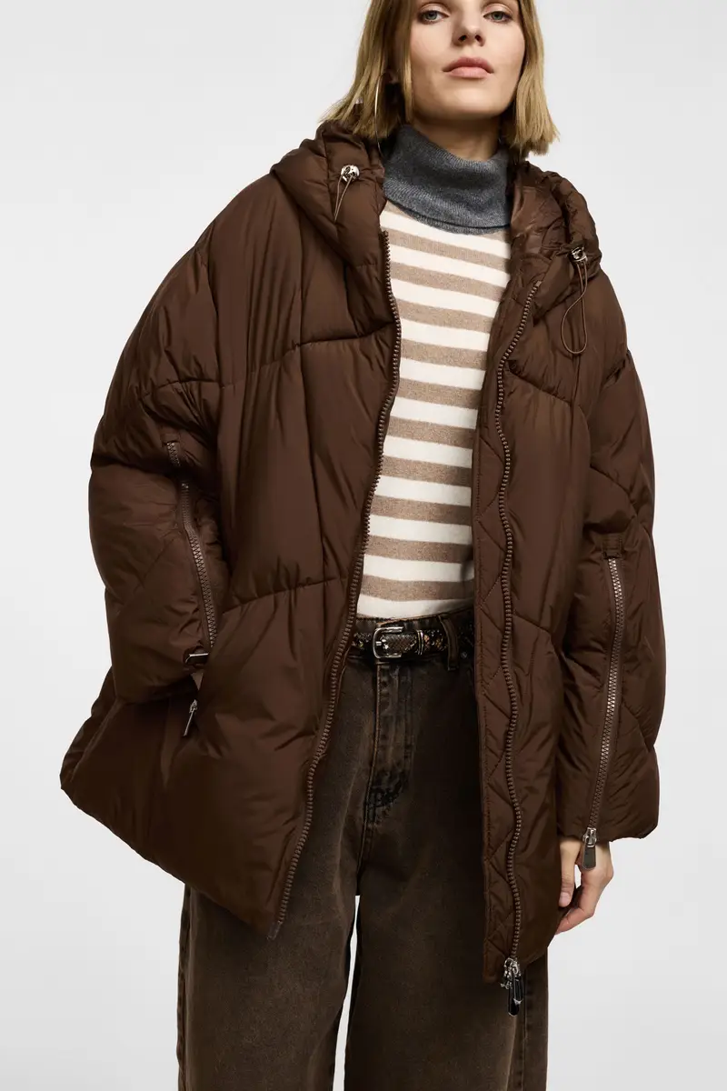 Giacca imbottita oversize con cappuccio e zip Moro miniatura 4