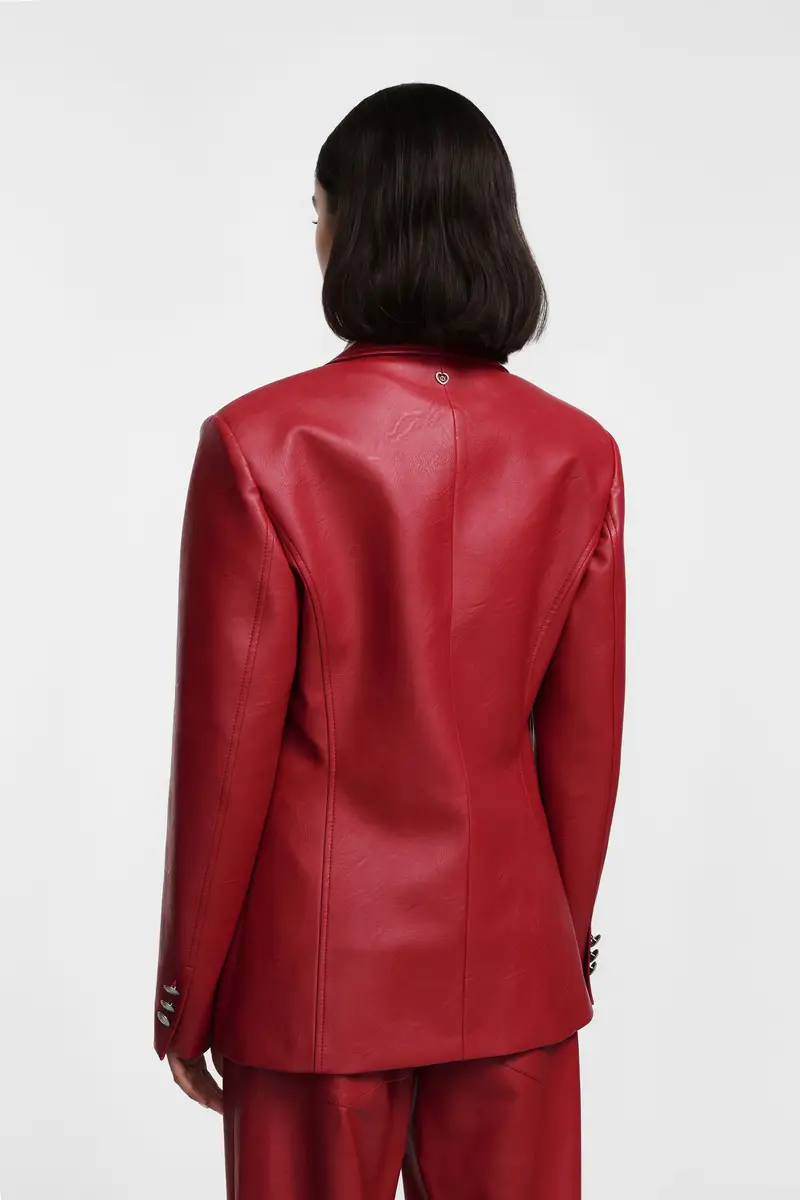 Giacca in similpelle doppio petto tasche a patta Lambrusco miniatura 3