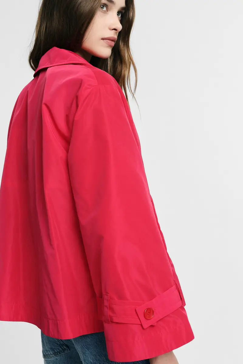 Giacca trapuntata corta doppio petto con spacchi Lampone miniatura 2