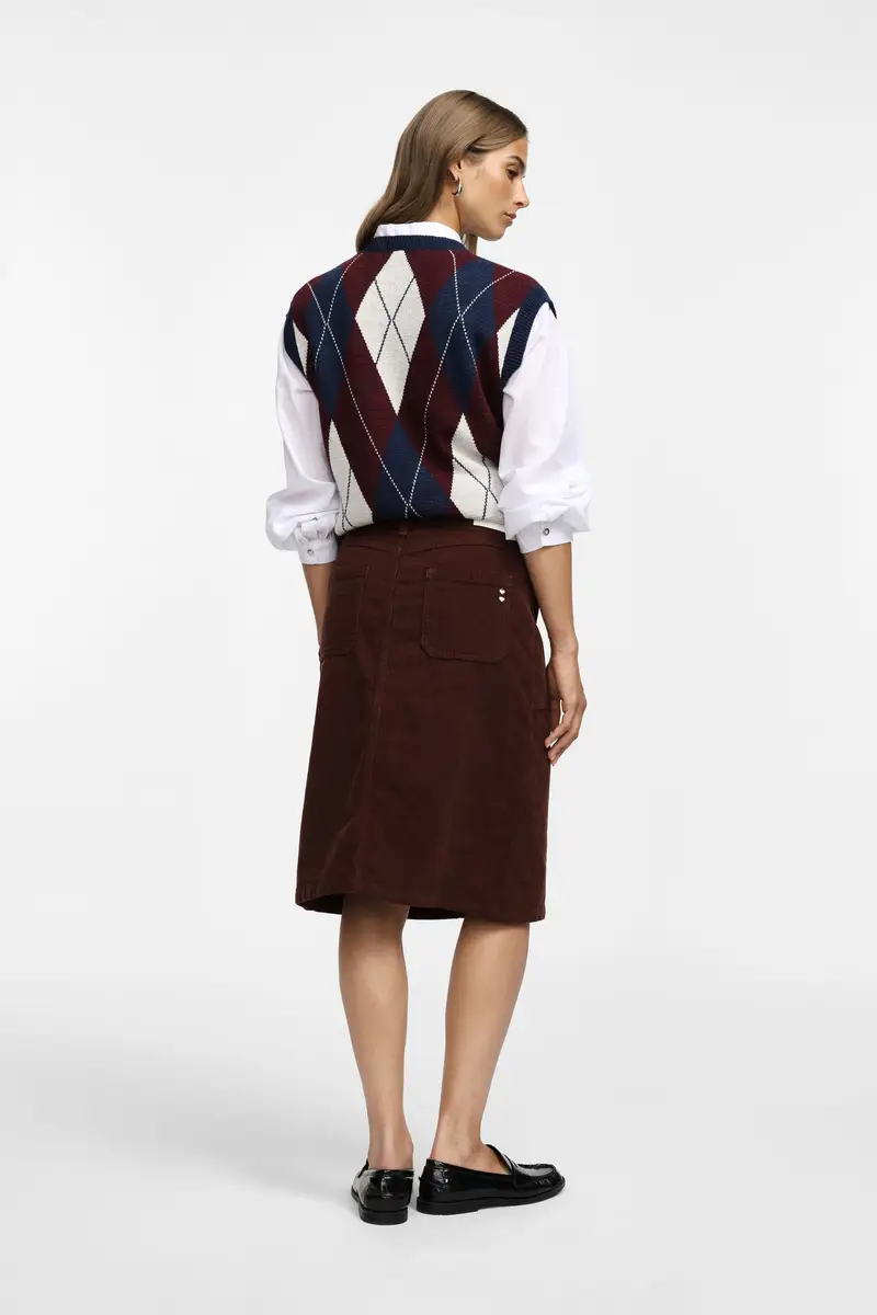 Gonna a bottoni lunghezza media Sepia miniatura 3