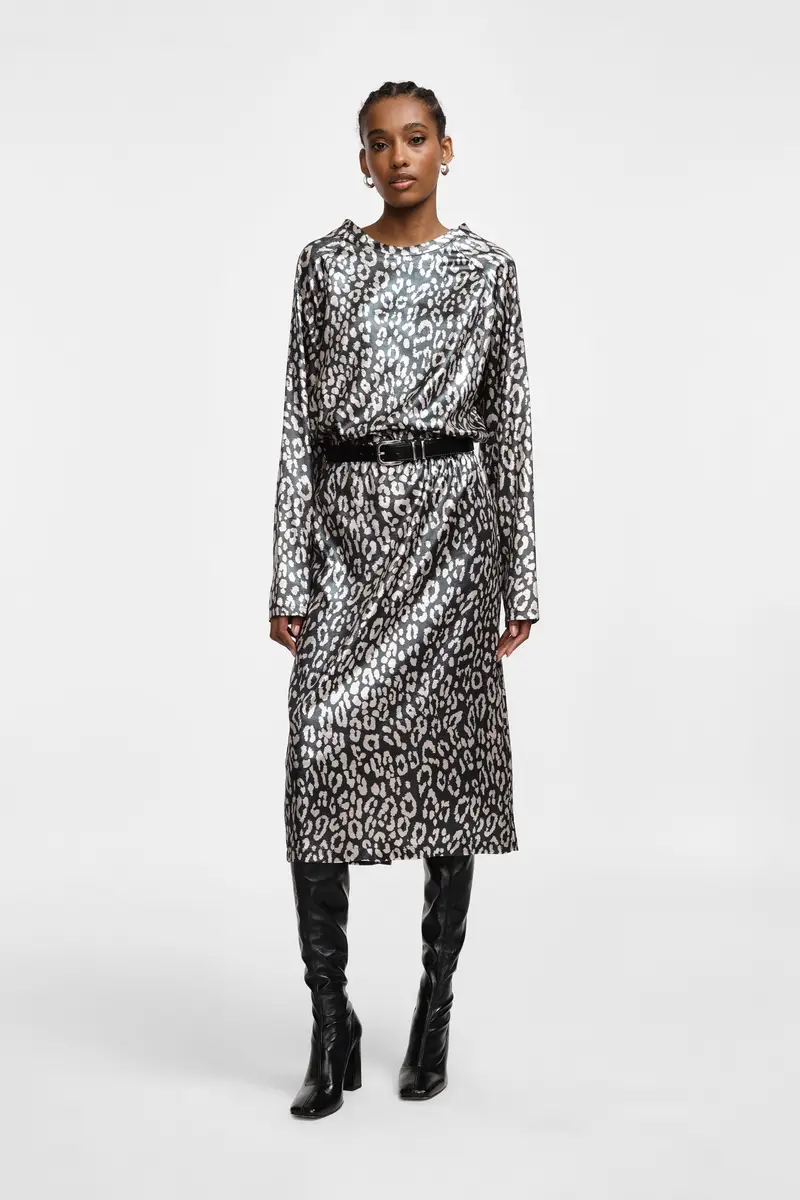 Gonna animalier a lunghezza media Nero miniatura 3