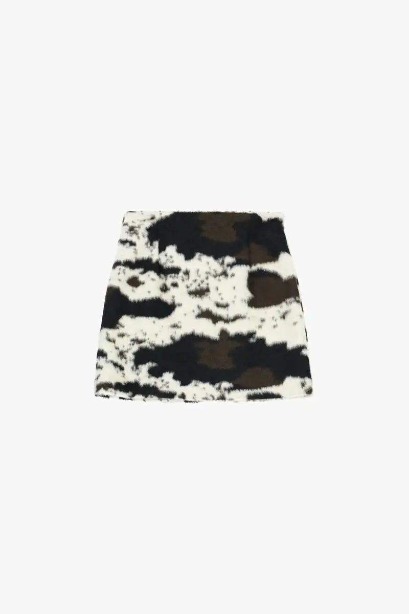 Gonna corta high-rise stampa effetto pelliccia Variante unica