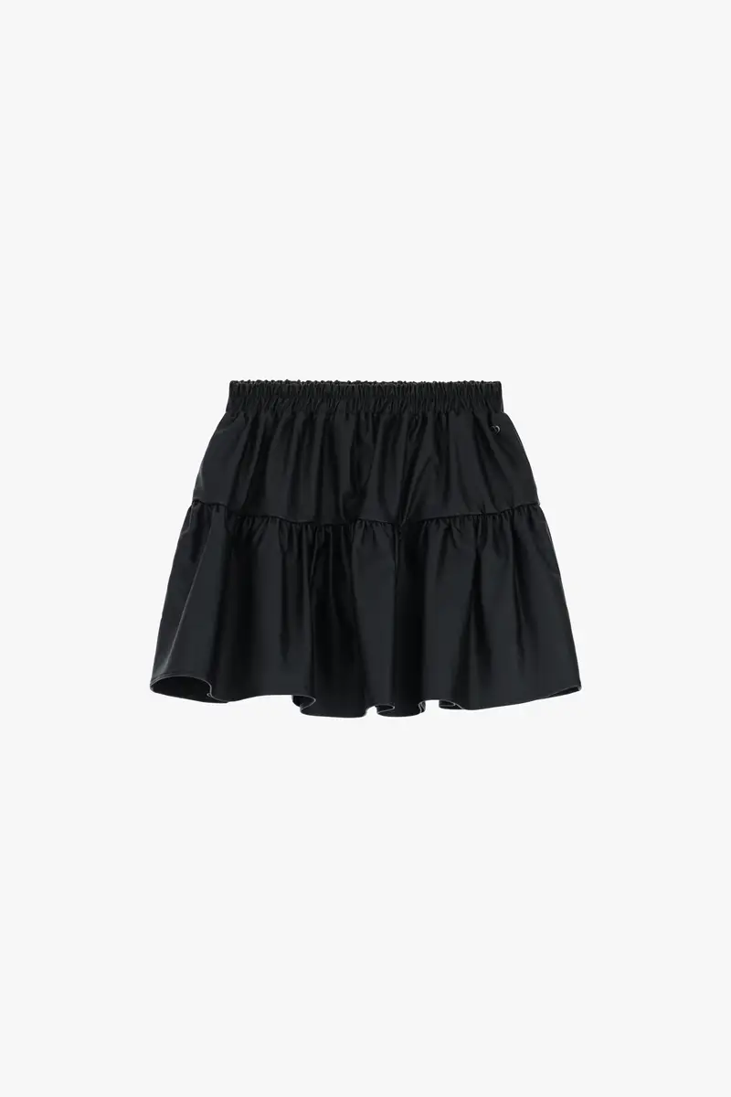 Gonna corta volant vita alta con elastico Nero