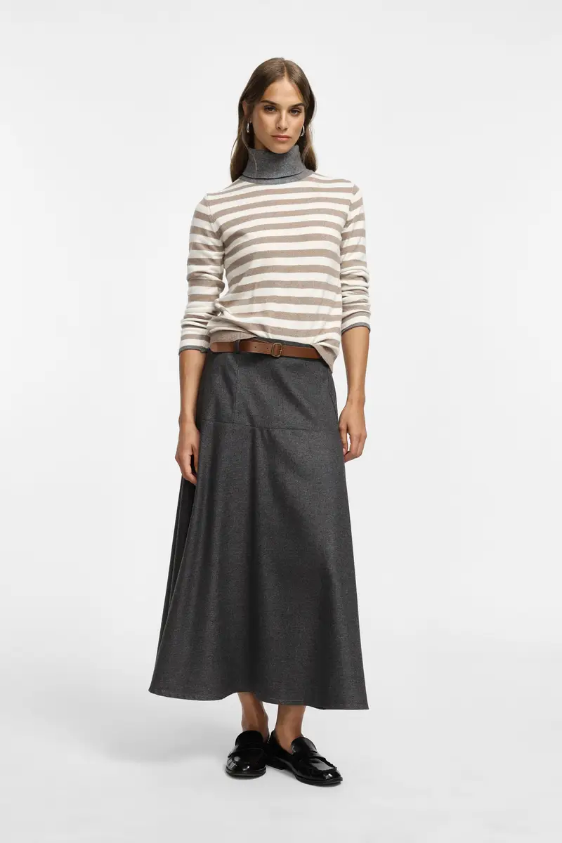 Gonna lunga con cintura e dettaglio Grigio medio miniatura 2