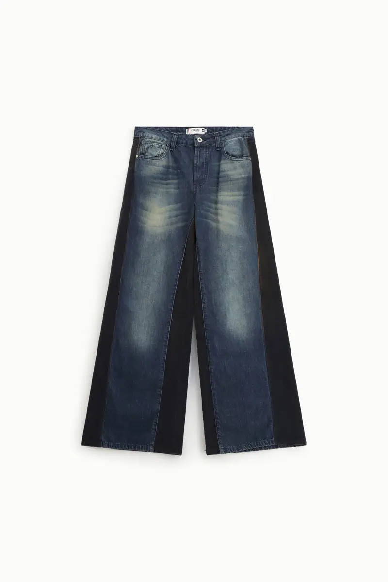 Jeans a zampa con blocchi di colore Blu denim