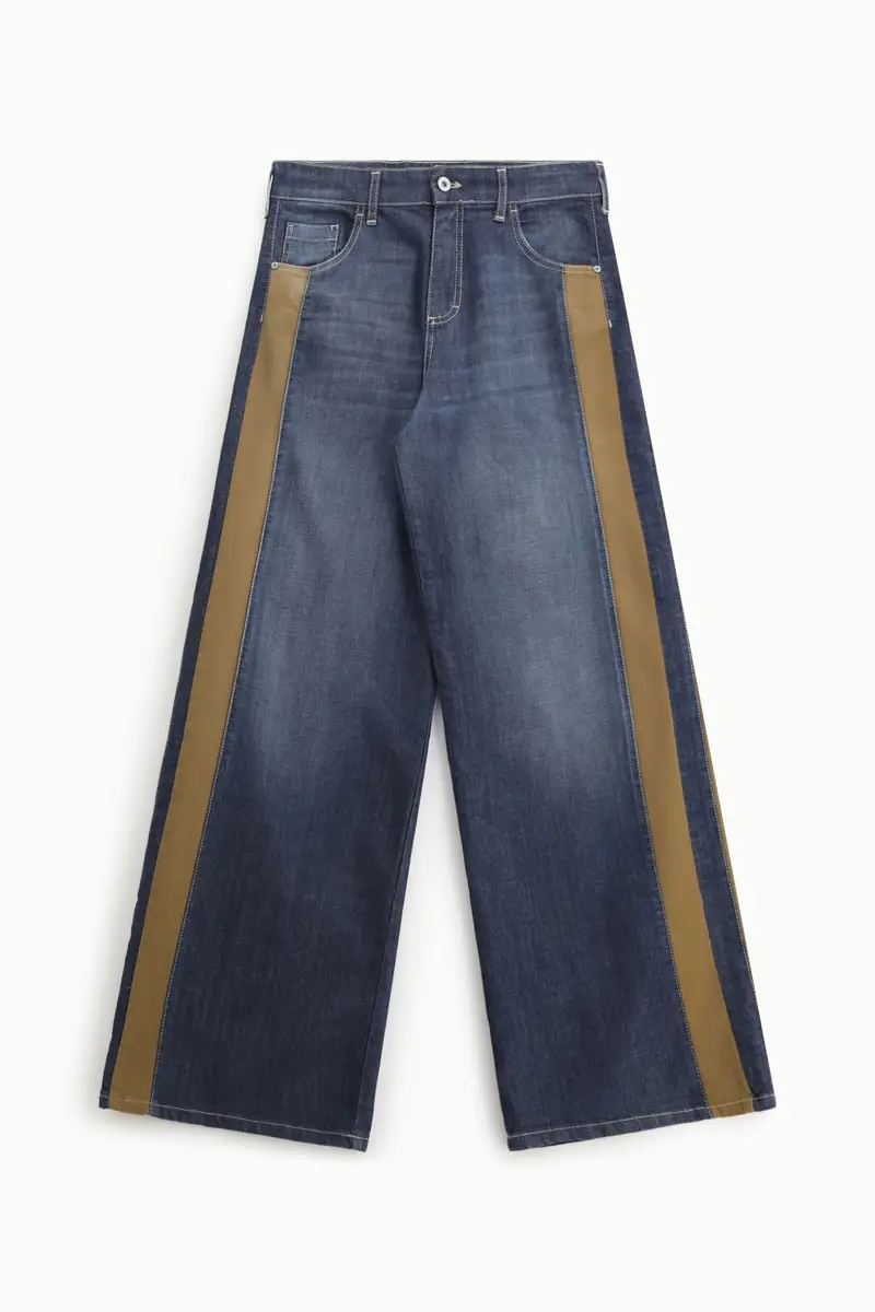 Jeans a zampa con blocchi di colore Blu denim