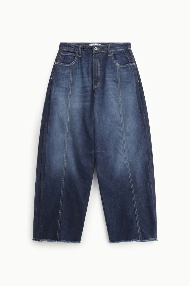 Jeans ampi a vita alta Blu denim