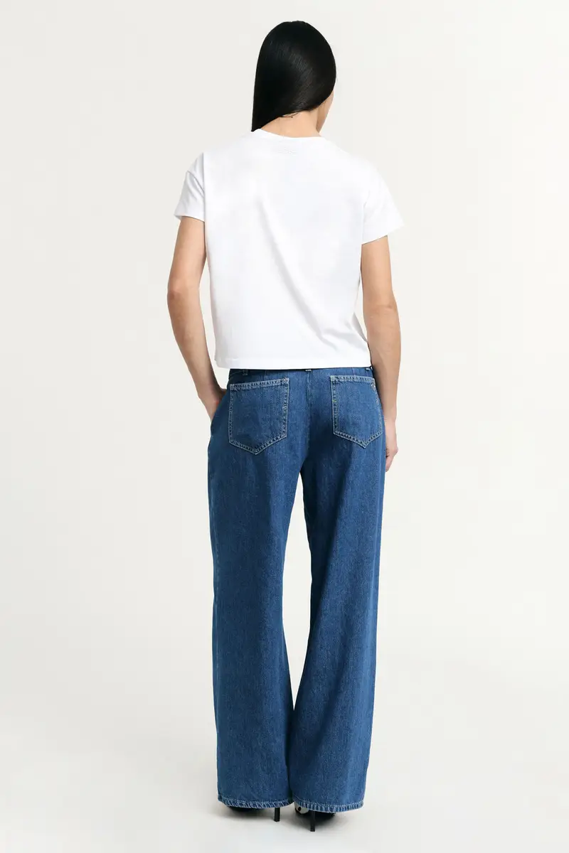 Jeans paperbag vita alta con cintura coordinata Blu denim miniatura 3