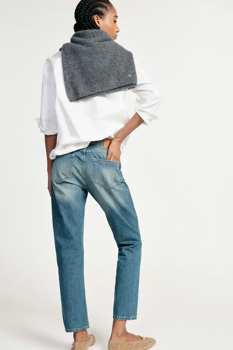 Jeans straight-leg con borchie decorative e lunghezza regular Blu denim miniatura 3