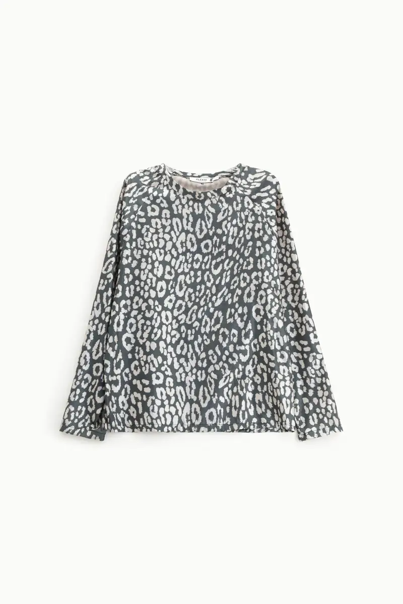 Maglia a maniche lunghe stampa animalier Nero