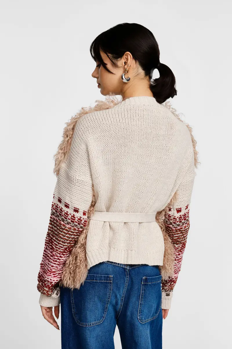 Maglione con maniche lavorate e cintura frontale Variante unica miniatura 3