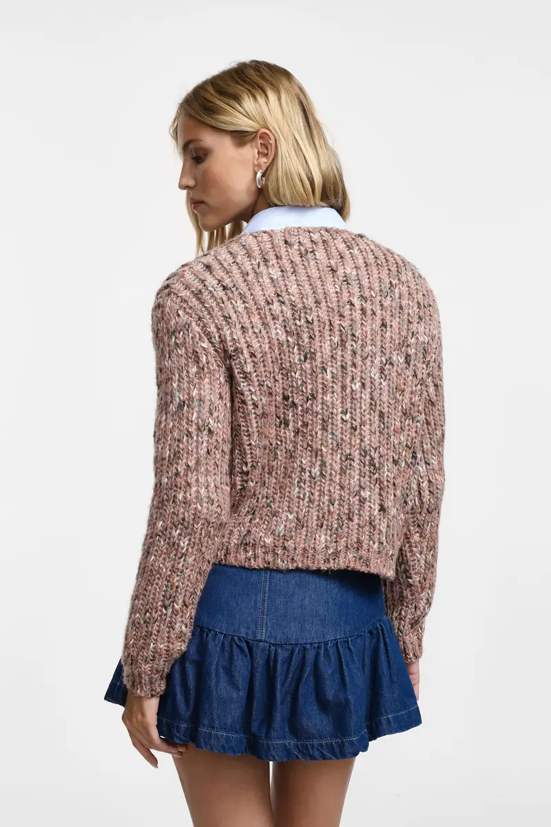 Maglione con maniche lunghe e scollo v Cipria miniatura 3