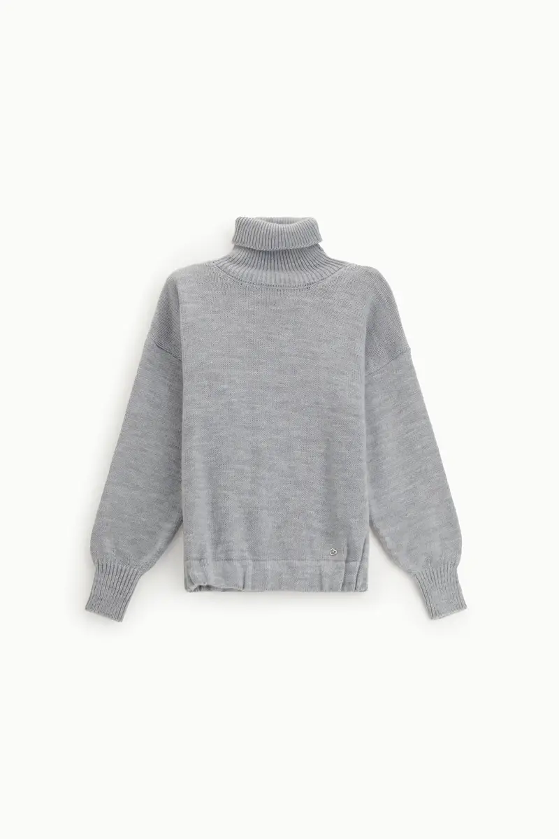 Maglione dolcevita fit morbido con polsini Grigio chiaro