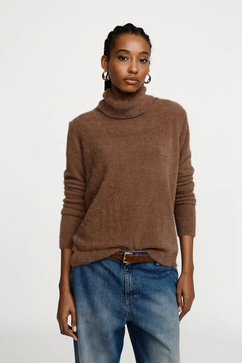 Maglione dolcevita fit regolare a maniche lunghe Moro miniatura 3