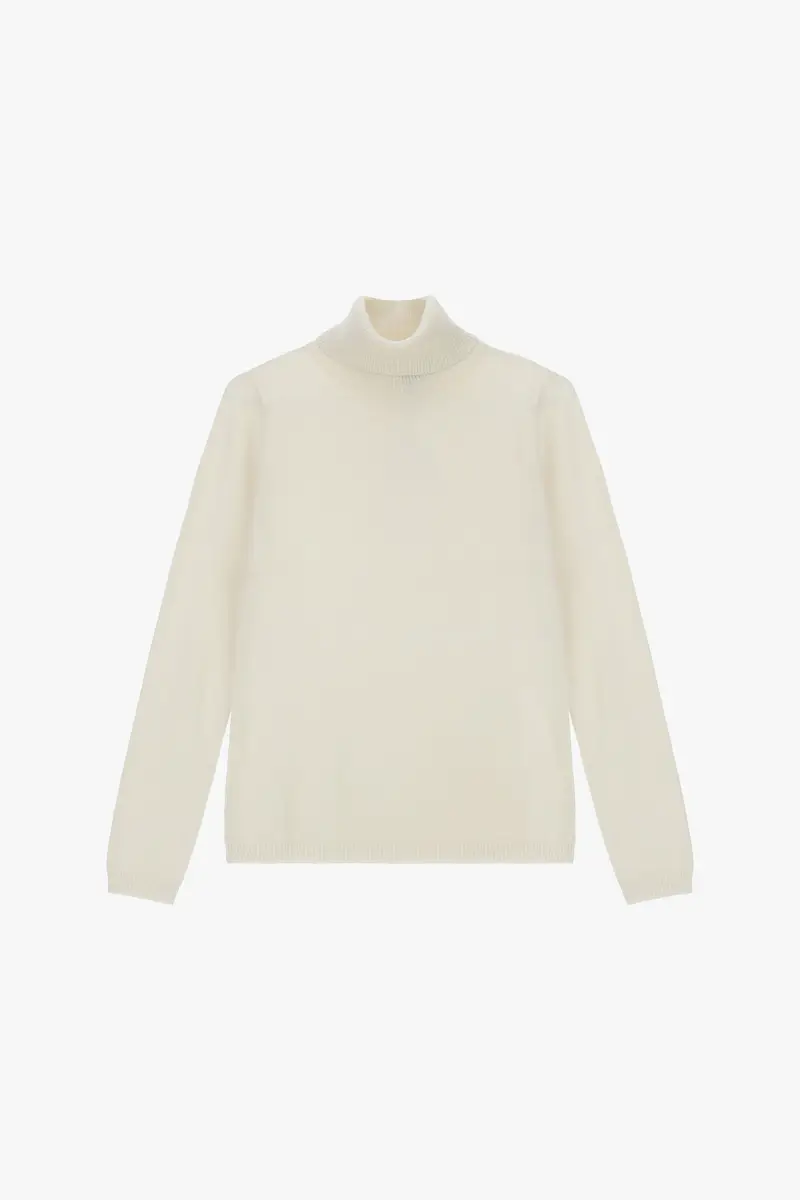 Maglione dolcevita regular-fit tinta unita Latte