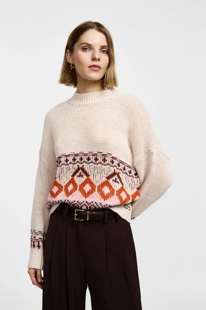 Maglione girocollo fantasia geometrica jacquard Variante unica miniatura 2