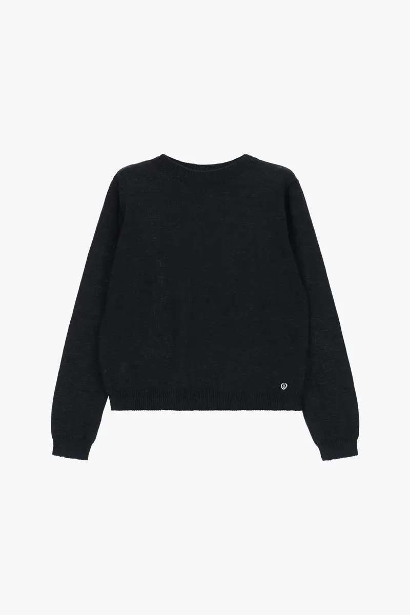 Maglione girocollo maniche lunghe con fiocchi Nero