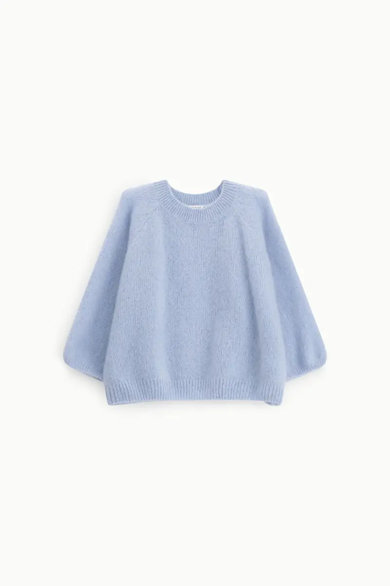 Maglione girocollo maniche tre quarti Azzurro