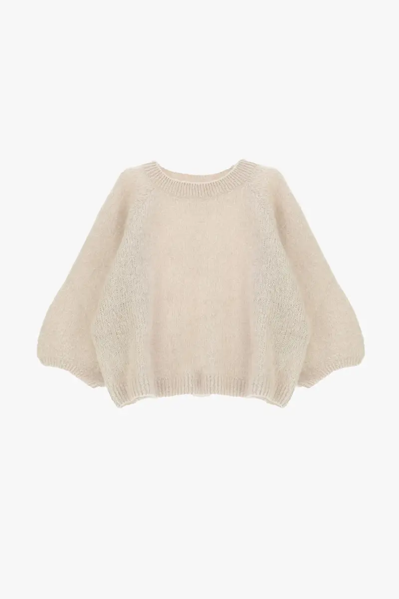 Maglione girocollo maniche tre quarti Sabbia