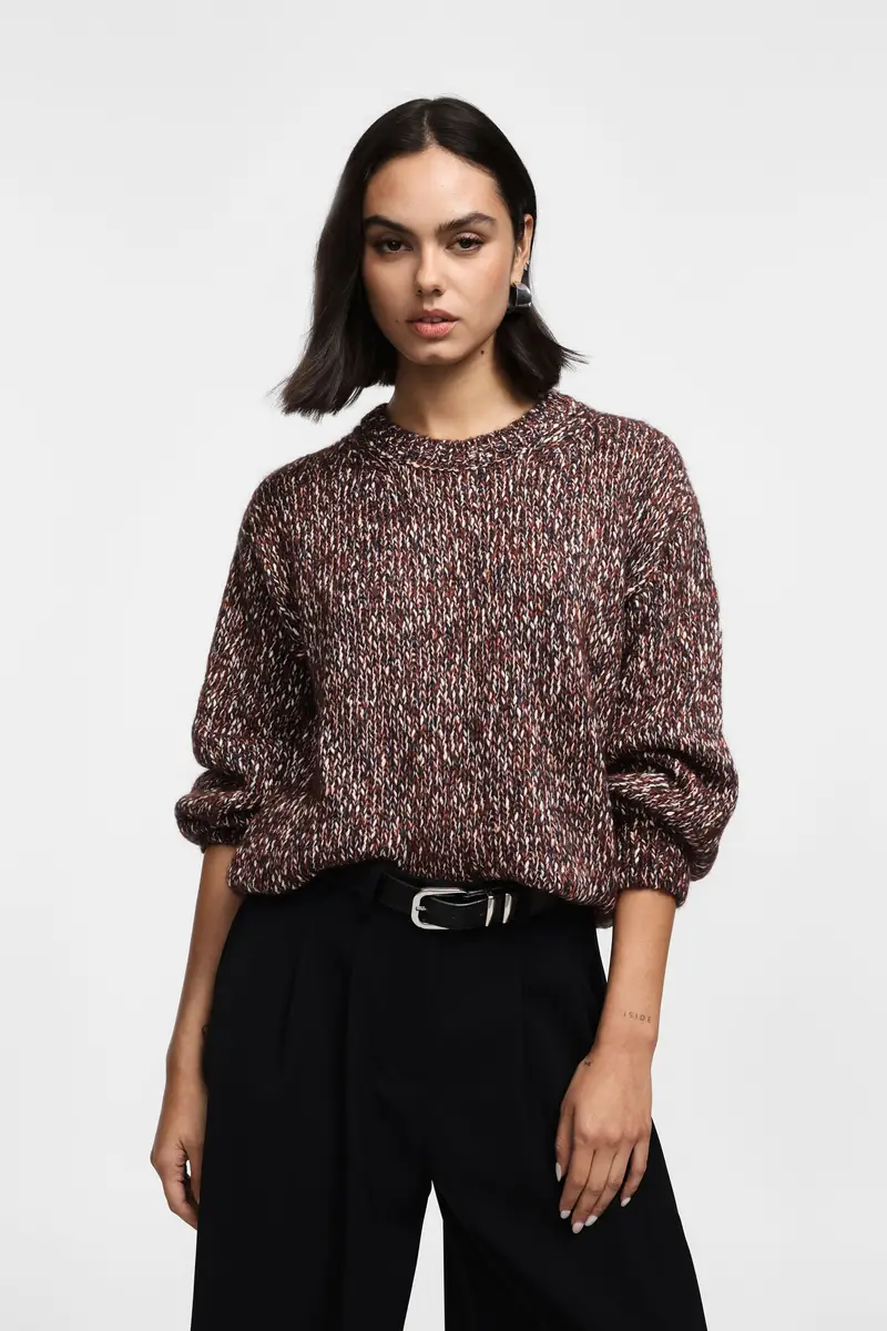 Maglione girocollo mélange maniche lunghe Moro miniatura 2