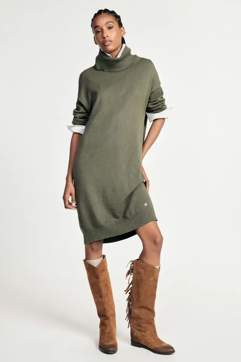 Maglione lungo a collo alto con vestibilità rilassata Militare miniatura 2