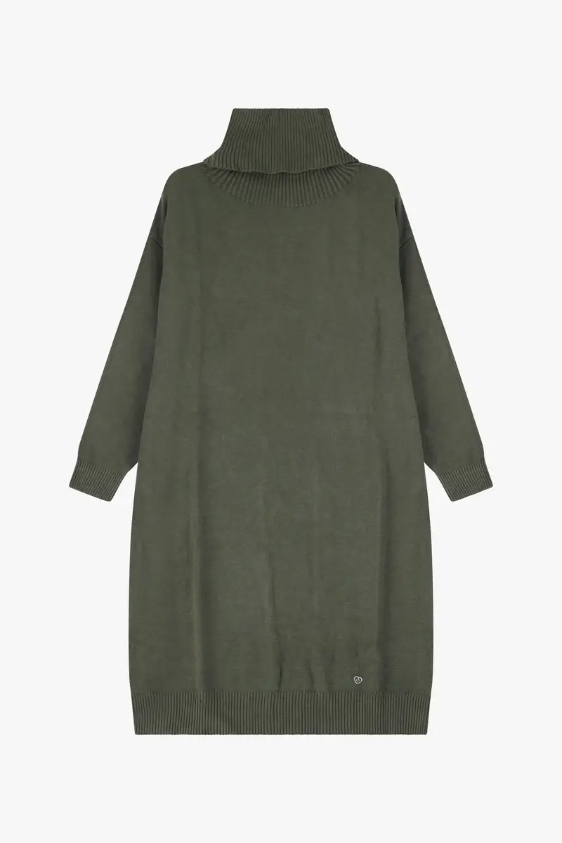 Maglione lungo a collo alto con vestibilità rilassata Militare