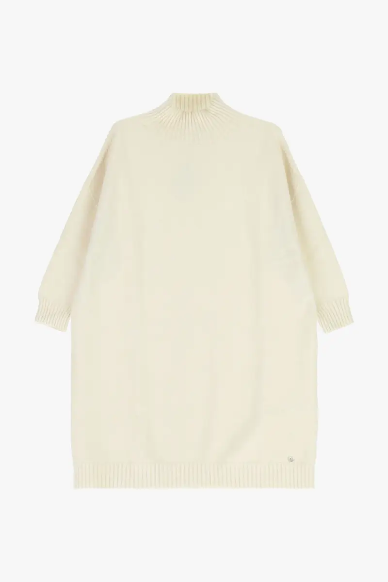 Maglione lungo a collo alto vestibilità morbida Latte