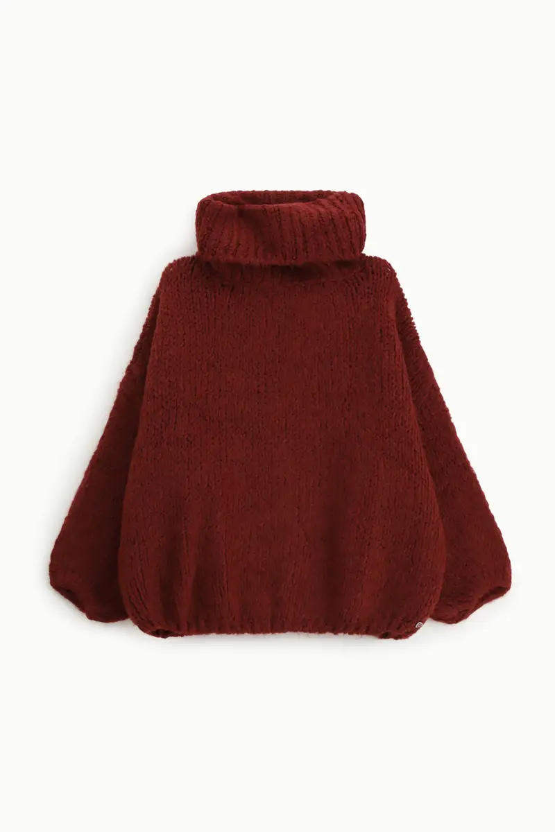 Maglione oversize collo alto maniche lunghe Bordeaux