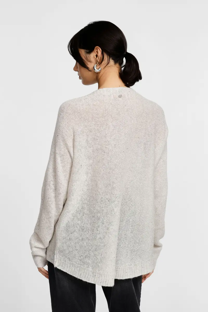 Maglione oversize con scollo a barca e maniche lunghe Avorio miniatura 3