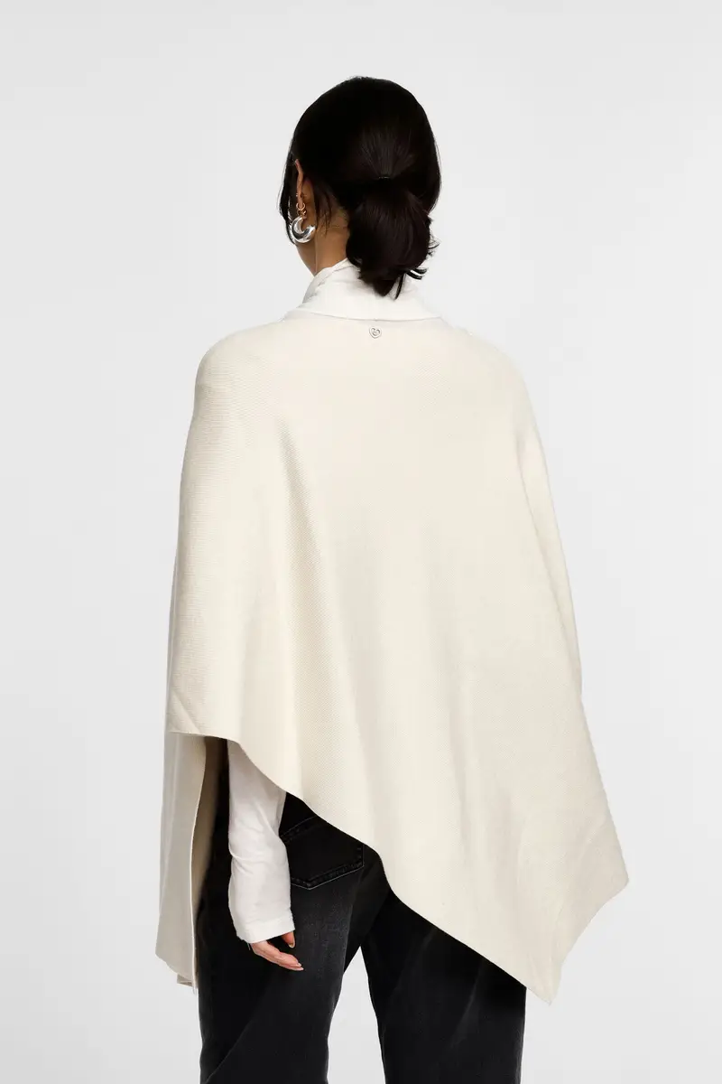 Maglione poncho asimmetrico con scollo barca Beige miniatura 3