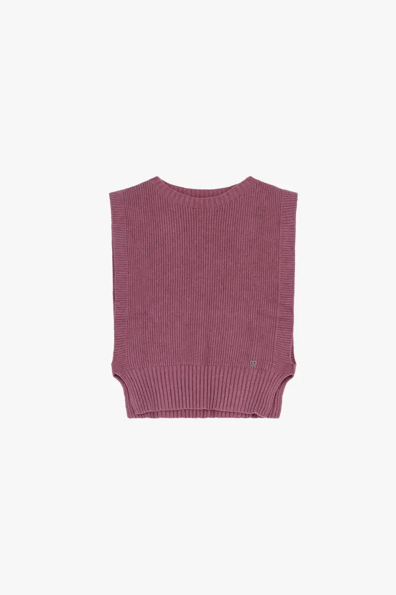 Maglione smanicato girocollo lavorazione a coste Cipolla