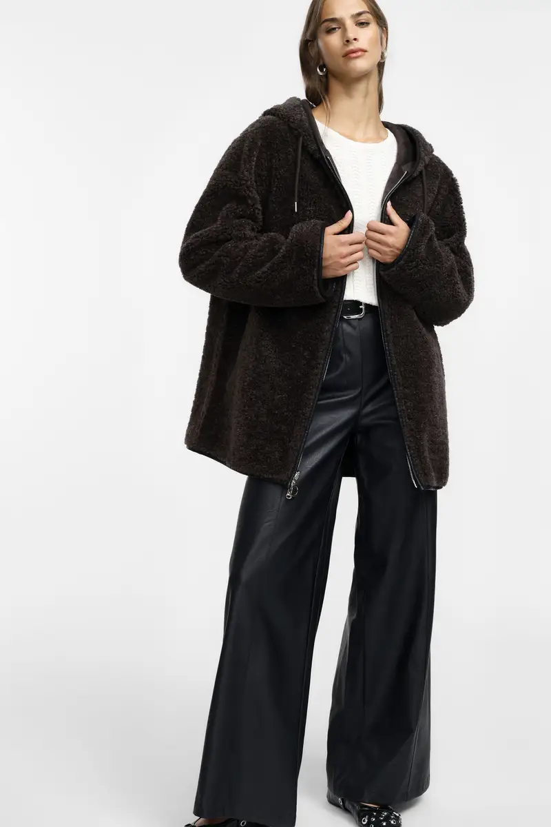 Pantaloni a gamba larga in similpelle Nero miniatura 2